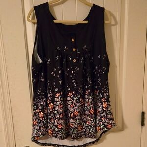 Floral Black Sleeveless Top